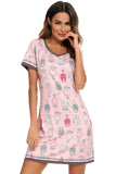 Contrast Trim Short Sleeve Lounge Dress 