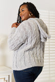 Woven Right Cable-Knit Hooded Sweater 
