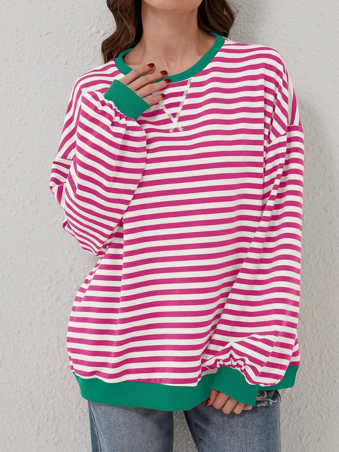 Lovelet Contrast Striped Long Sleeve Sweatshirt 