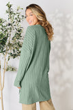 Basic Bae Full Size Ribbed Round Neck Long Sleeve Slit Top 