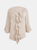 Full Size Ruffled V-Neck Flounce Sleeve Blouse 