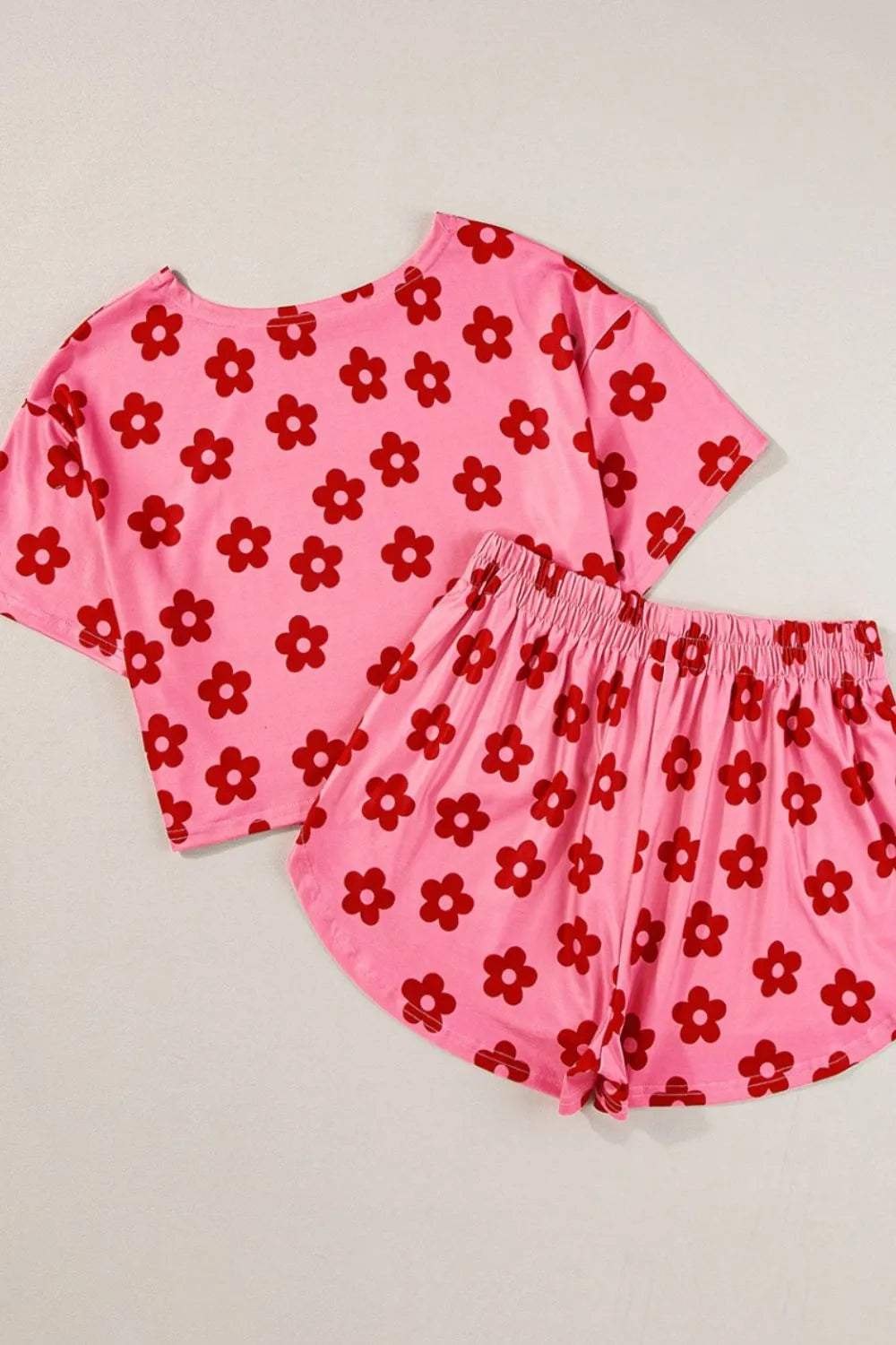 Floral Cropped Tee and Shorts Lounge Set Lingerie & Nightwear