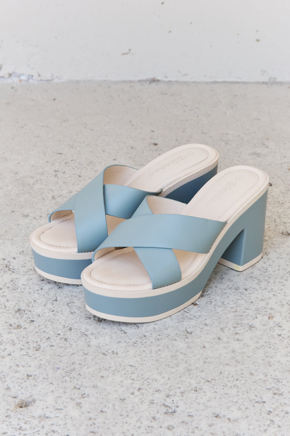 Weeboo Cherish The Moments Contrast Platform Sandals in Misty Blue 