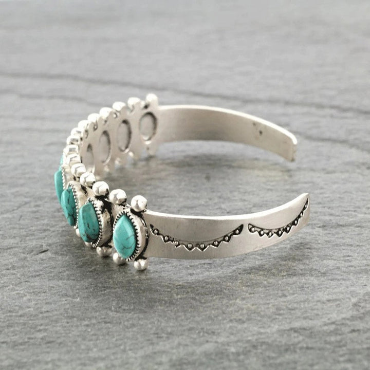 Artificial Turquoise Alloy Open Bracelet 