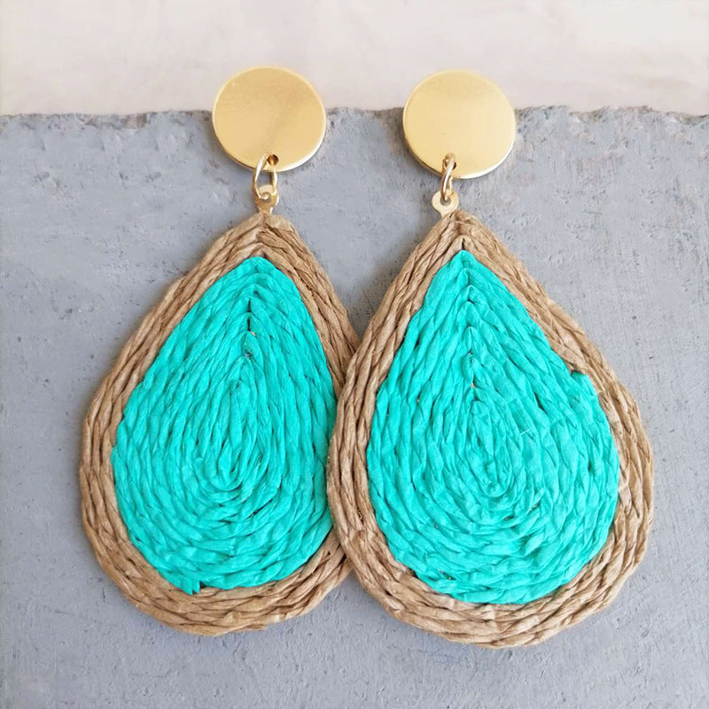 Raffia Grass Teardrop Earrings 