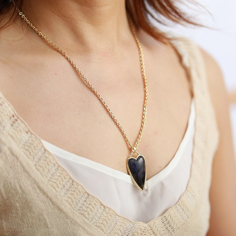 Copper Labradorite Heart Shape Necklace 