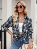 Mandy Pocketed Plaid Collared Neck Long Sleeve Shirt 