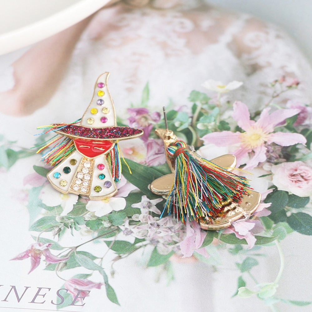 Witch Rhinestone Alloy Earrings 