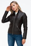YMI Faux Layered Double-Zipper Jacket with Fuzzy Hood 