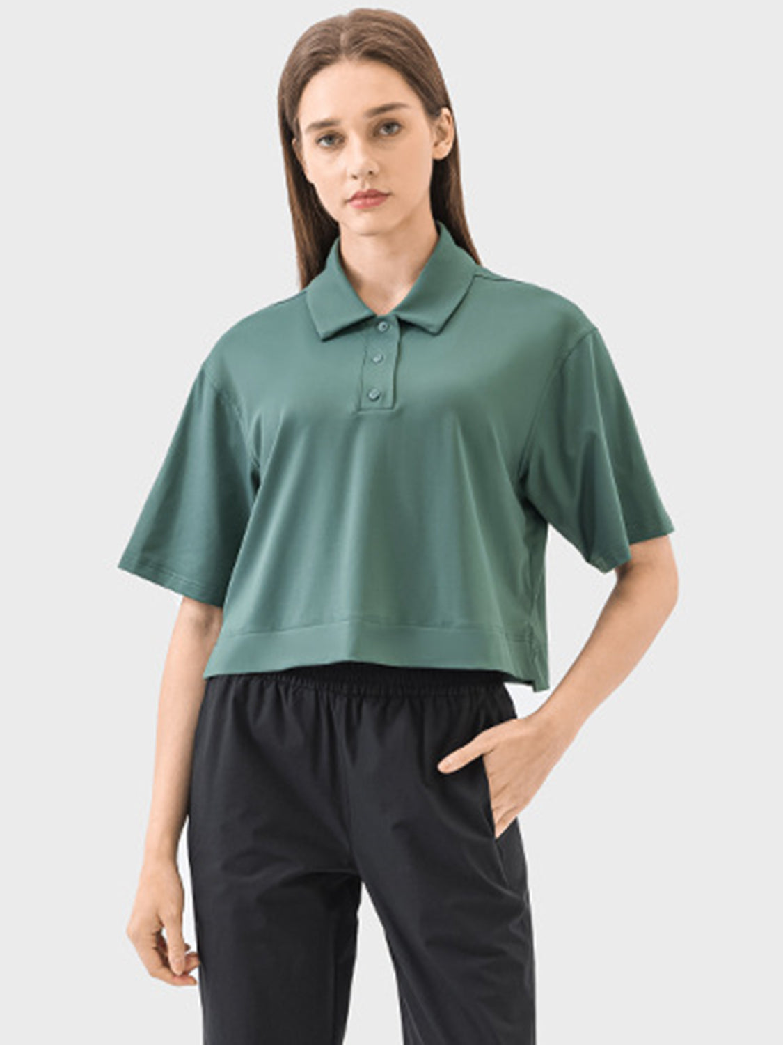 Millennia Half Button Short Sleeve Active T-Shirt 