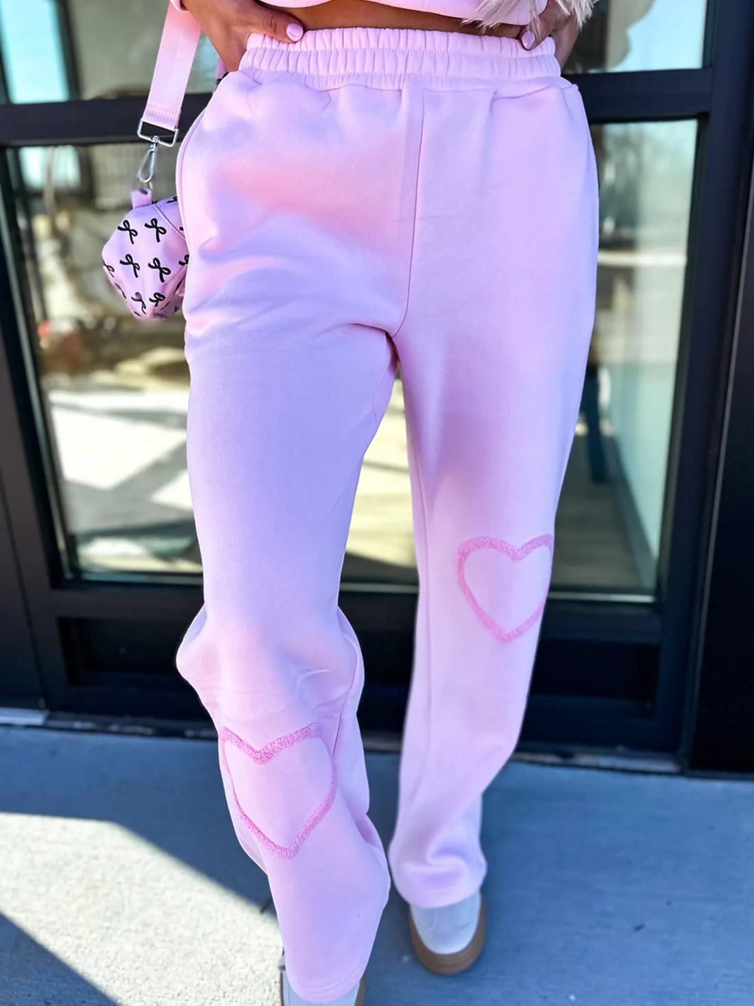Round Neck Heart Top and Pants Set Two Piece Dresses
