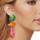 Alloy & Resinous Dangle Earrings 