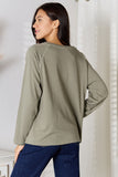Culture Code  Full Size V-Neck Long Sleeve T-Shirt 