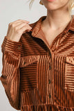 Umgee Texture Tiered Collared Long Sleeve Dress 