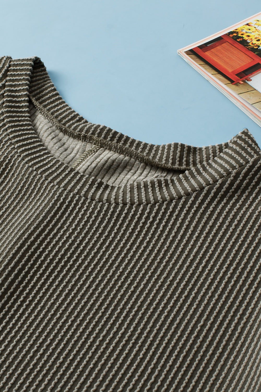 Plus Size Round Neck Top and Pocketed Shorts Set 