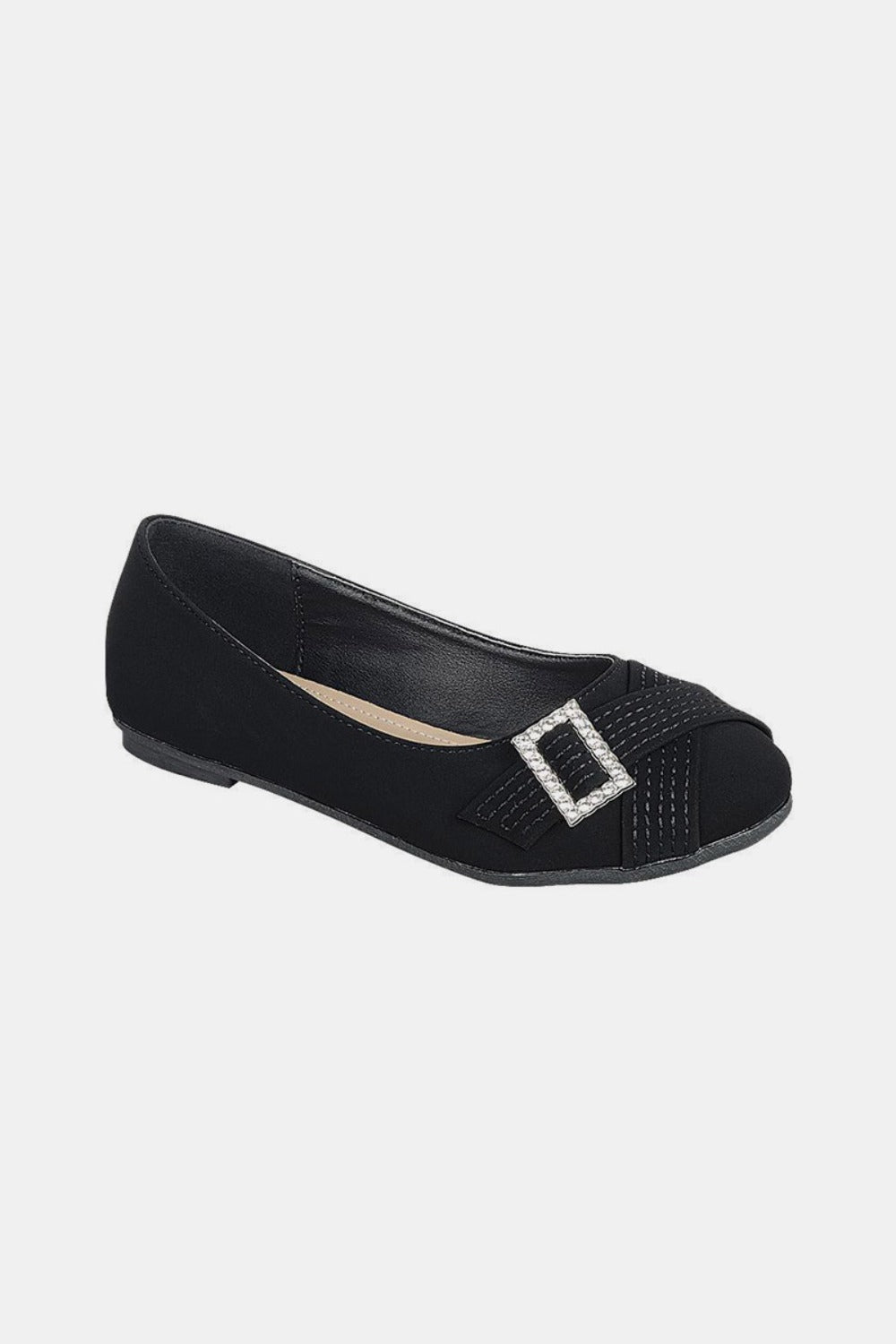 Forever Link Slip On Rhinestone Buckle Ballet Flats 