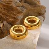 Stainless Steel Cutout Round Shape Earrings 