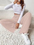Ribbed High Waist Pants Flares