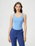 Millennia Round Neck Wide Strap Active Tank with Detachable Chest Pads 