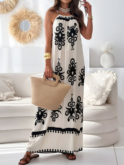Printed Spaghetti Strap Sleeveless Maxi Dress Dresses