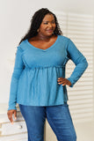 Jade By Jane Full Size Frill Trim Babydoll Blouse 