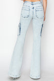 RISEN Full Size High Rise Cargo Flare Jeans 