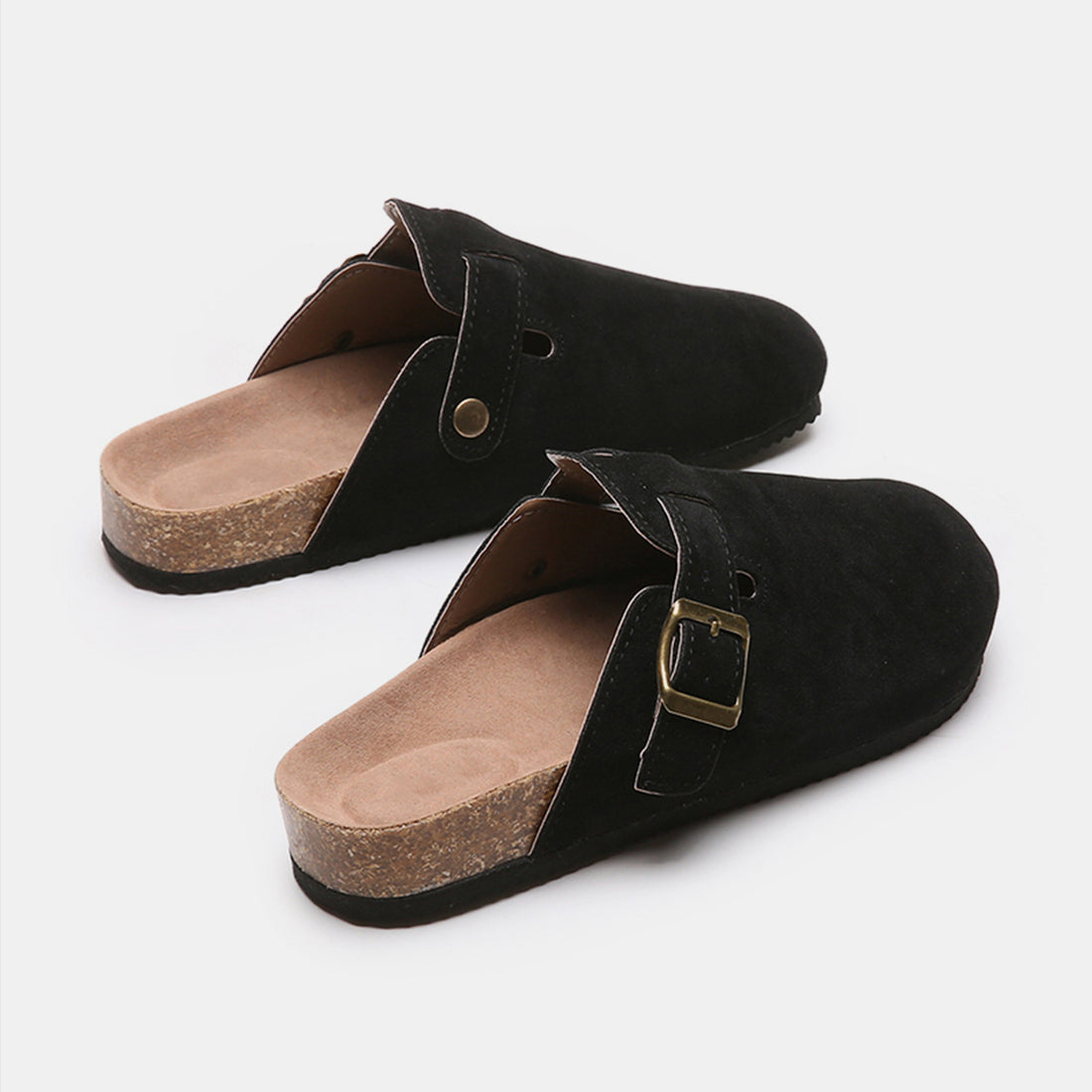 Suede Closed Toe Buckle Slide 