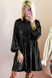 Apricot Metallic Sheen Puff Sleeve Button Up Mini Shirt Dress Dresses/Mini Dresses