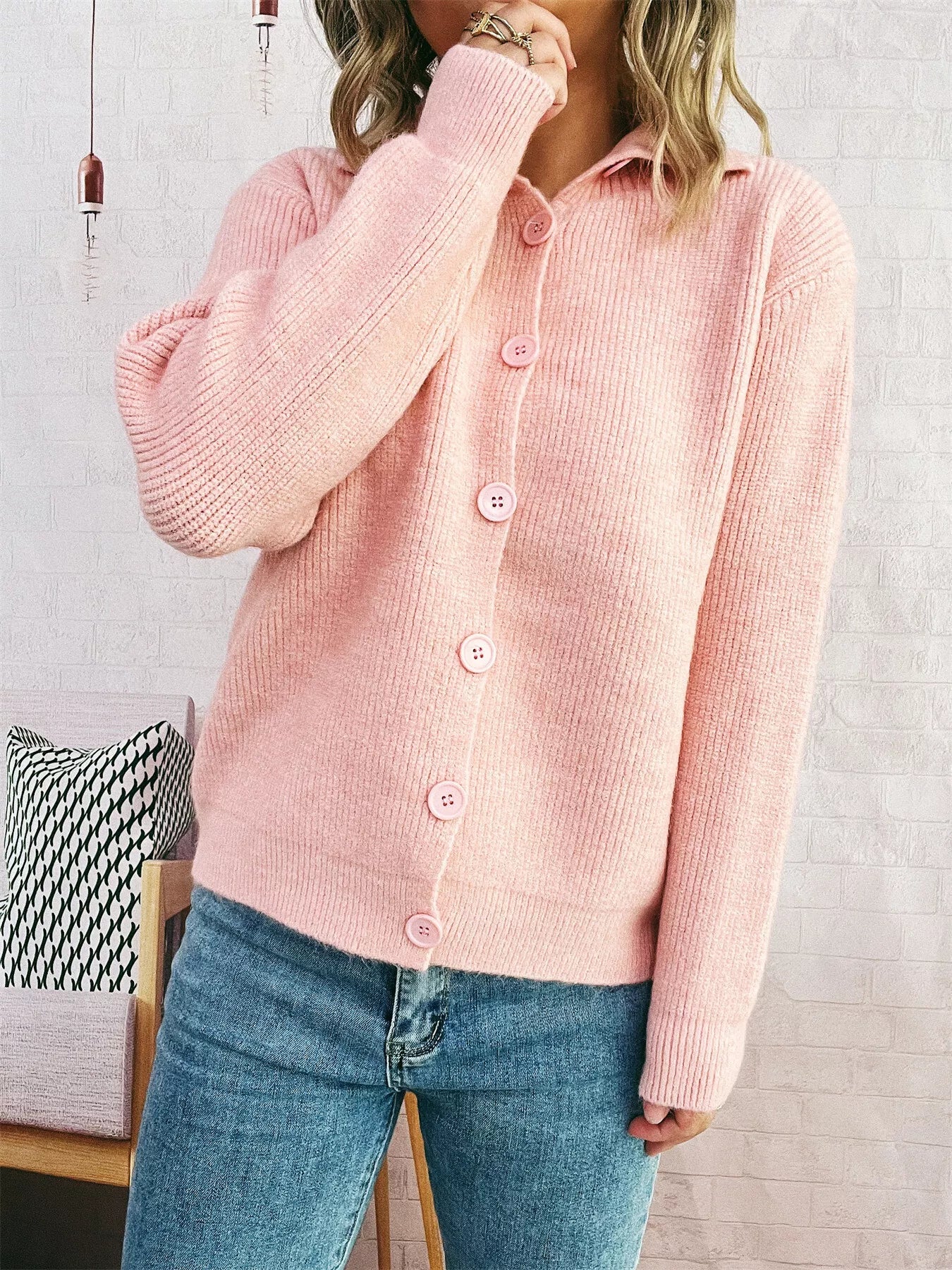 Ribbed Button-Up Cardigan 