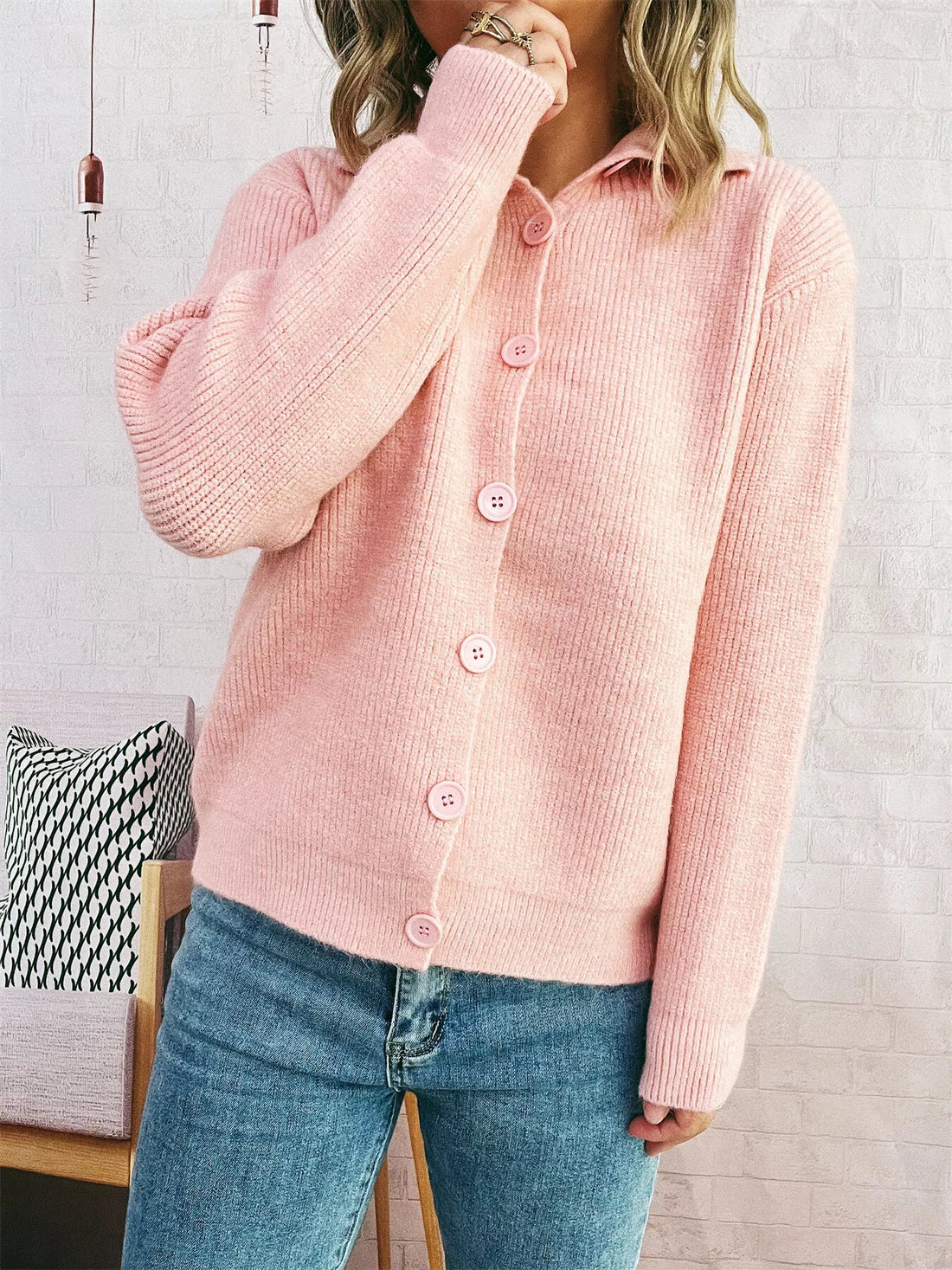 Ribbed Button-Up Cardigan 