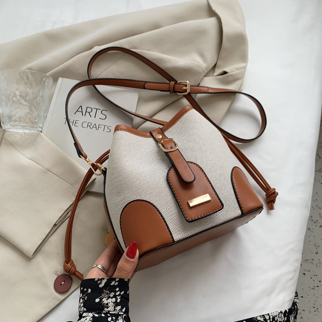 Straw Braided Adjustable Strap Crossbody Bag 