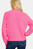 Zenana Button Down Long Sleeve Sweater Cardigan 