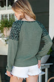 Plus Size Leopard Waffle-Knit Long Sleeve T-Shirt 