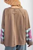Plus Size Flower Round Neck Long Sleeve Blouse 