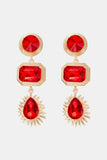 Geometrical Shape Zinc Alloy Frame Glass Dangle Earrings 