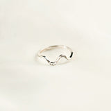 925 Sterling Silver Inlaid Zircon Wave Shape Ring 
