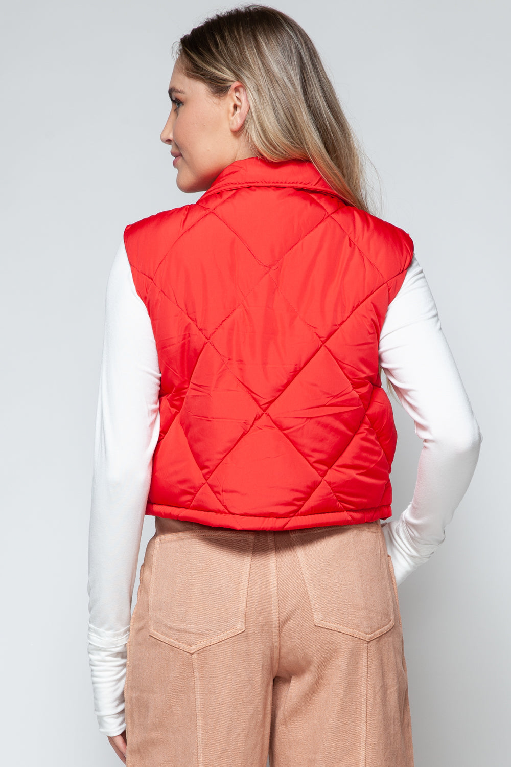 Snobbish Snap Down Quilted Crop Vest 