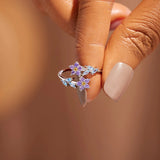 Flower Shape Inlaid Zircon 925 Sterling Silver Ring 