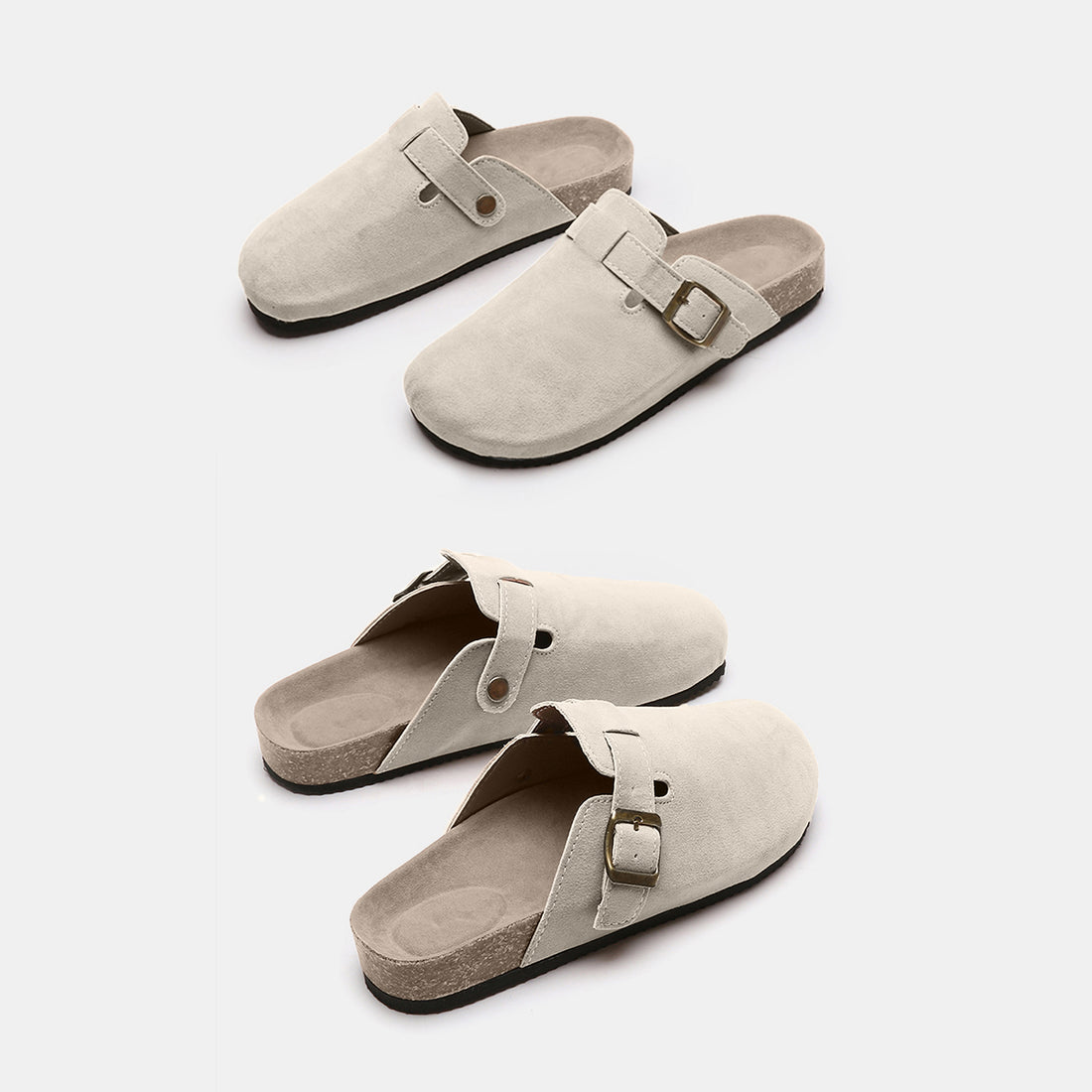 Suede Closed Toe Buckle Slide 