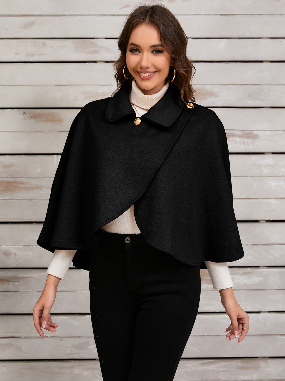 Collared Neck Cropped Cape 
