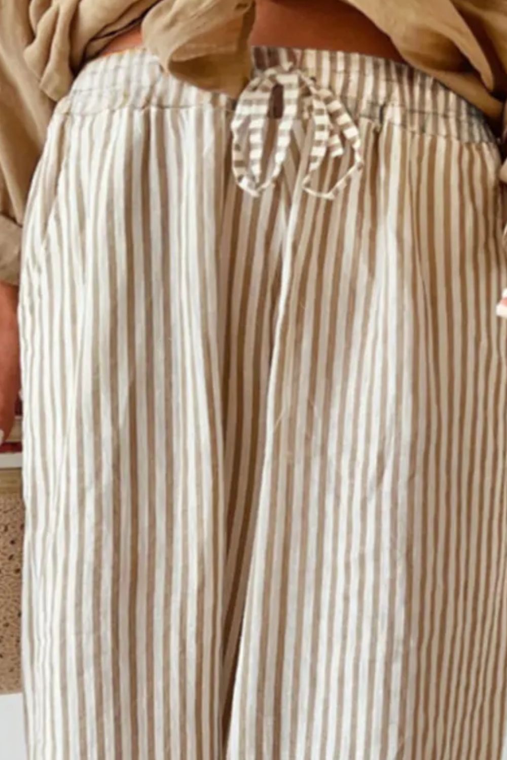 Plus Size Striped Wide Leg Pants 
