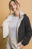 Love Tree Zip Up Cropped Hooded Sherpa Reversible Jacket 