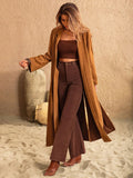 Slit Tied Collared Neck Longline Coat 
