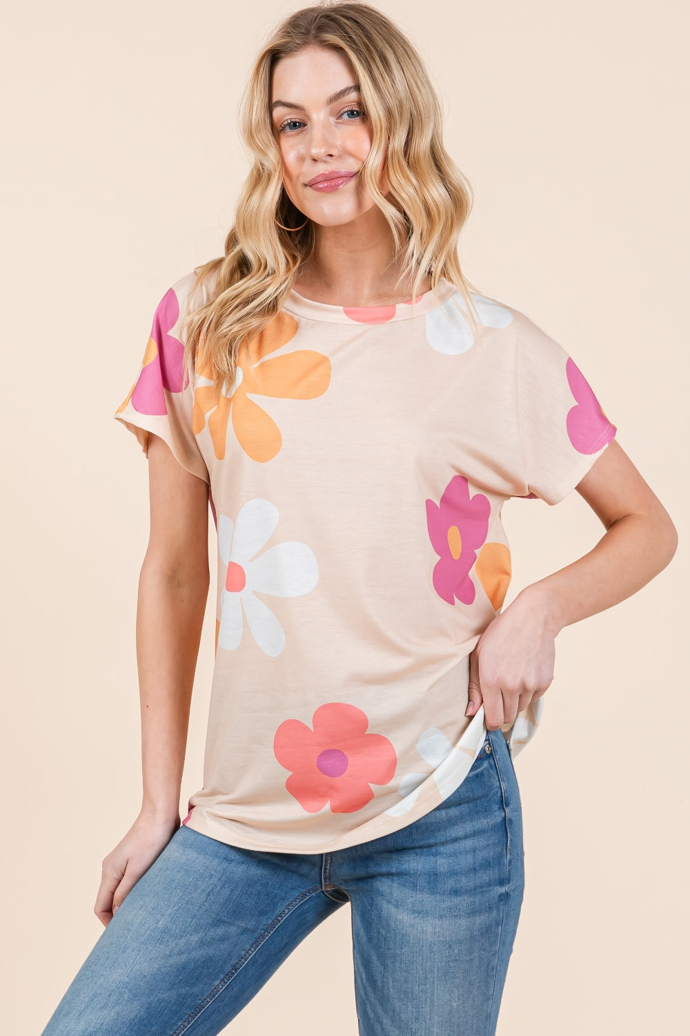 BOMBOM Floral Short Sleeve T-Shirt 