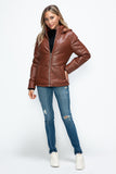 How Dare U Pocketed Zip Up Puffer Jacket with Removable Hood 