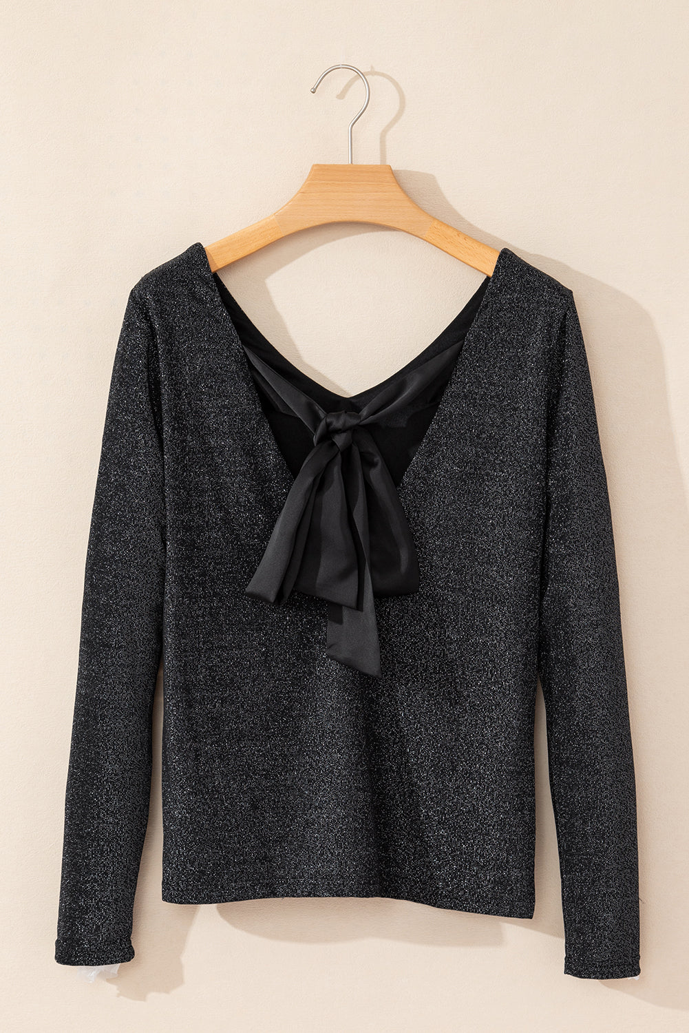 Bowknot V-Neck Long Sleeve Blouse 