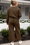 Double Take Full Size Textured Long Sleeve Top and Drawstring Pants Set 