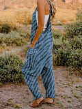 Double Take Full Size Printed V-Neck Sleeveless Jumpsuit 