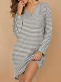 Striped Long Sleeve Lounge Dress Lingerie & Nightwear
