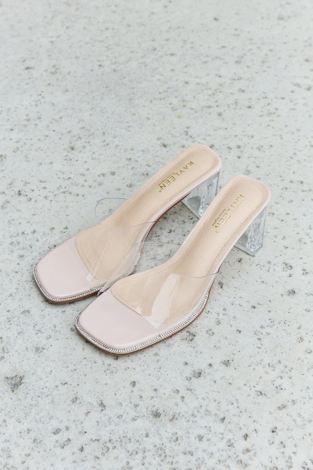 DDK Make Myself Clear Mule Block Heels 